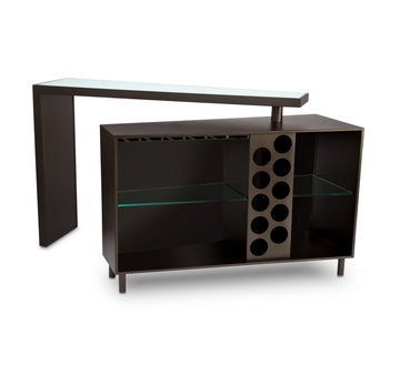 Home Bar with Pivoting Top and Espresso Wine Rack