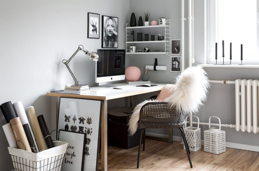 Home Office Woven Texture Monochrome Scandi Design Decor