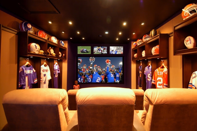 Home Theater Seating: Luxury Media Room Lighting and Lockers