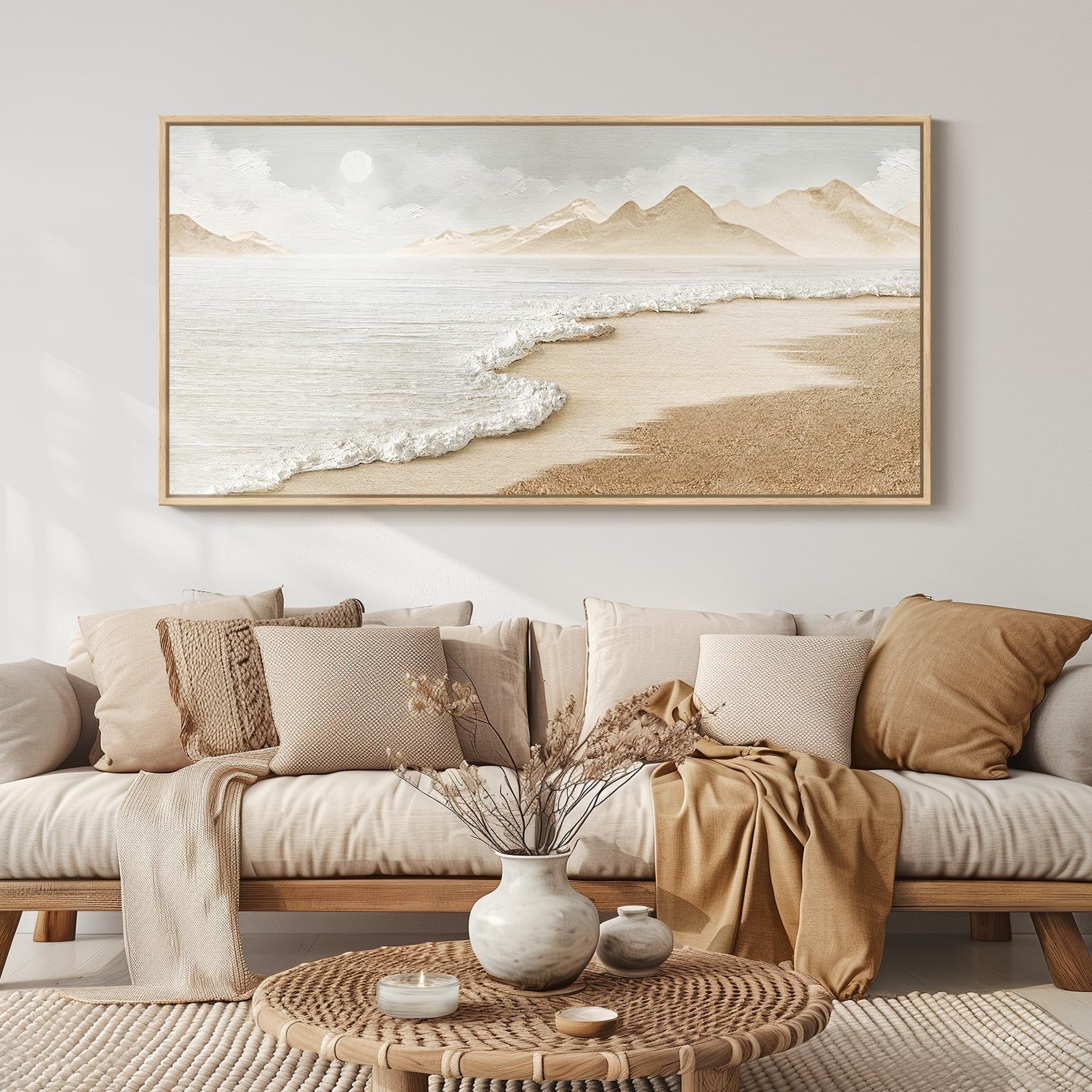 Horizontal Wall Art Textured Wave Neutral Coastal