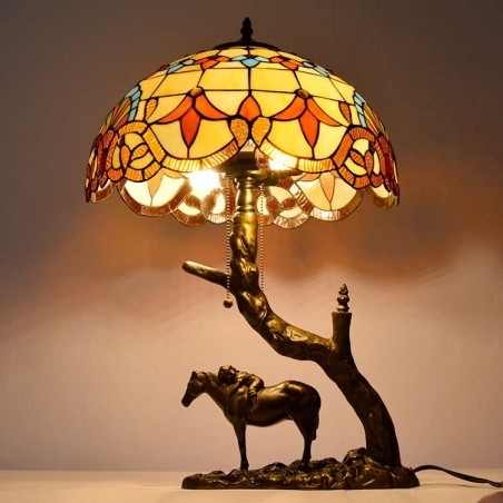 Horse Sculpture Table Lamp with Tree Branch Base Accents