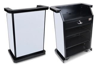Hostess Stand Locking Drawer and White Panels with Cable Management