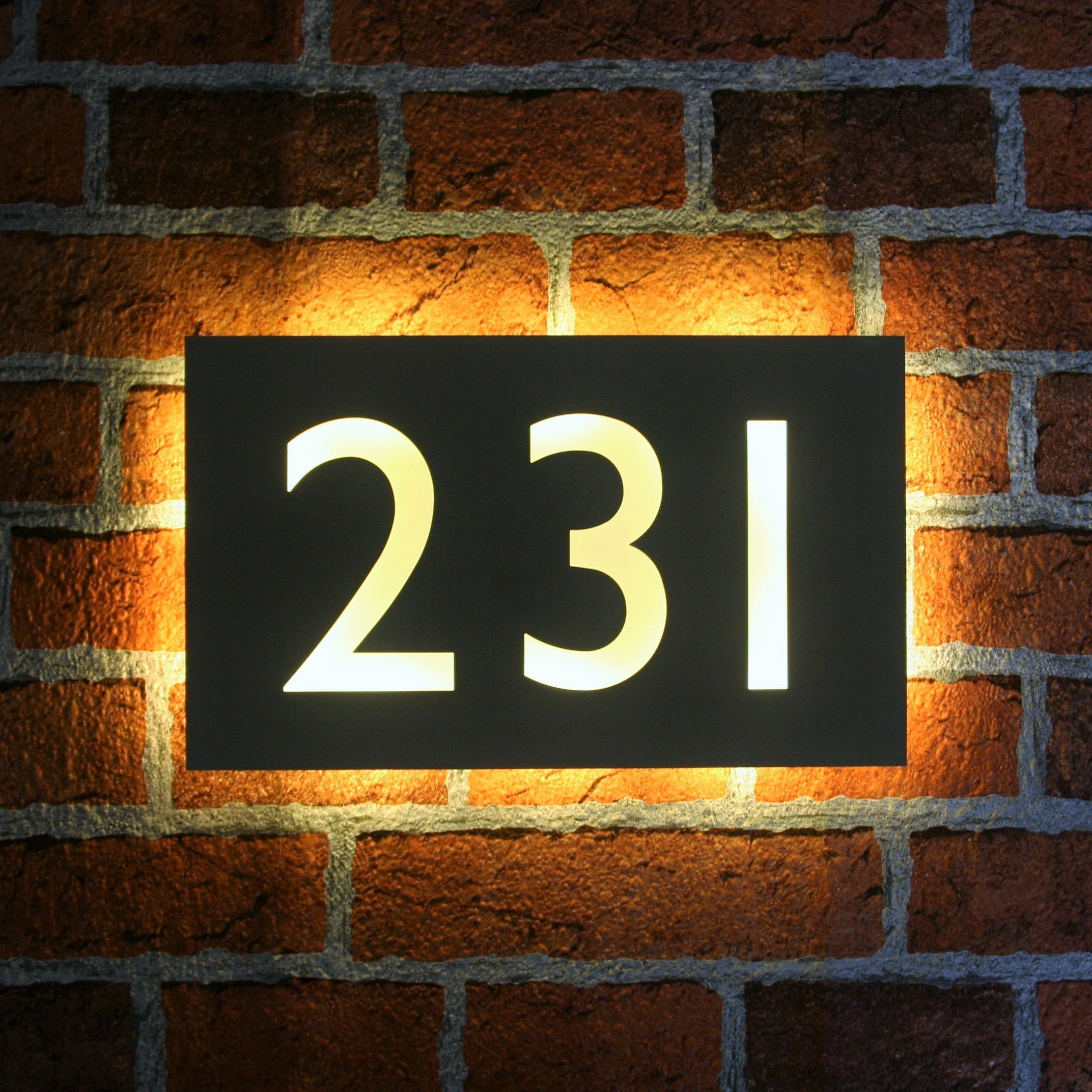 House Number Sign: Cutout Numbers Backlit Glow Solar LED