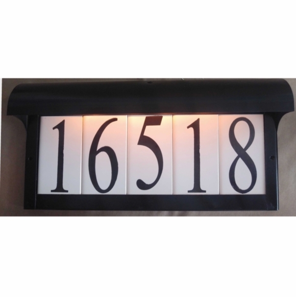 House Number Sign: Five Digit Capacity Solar Backlit Plaque