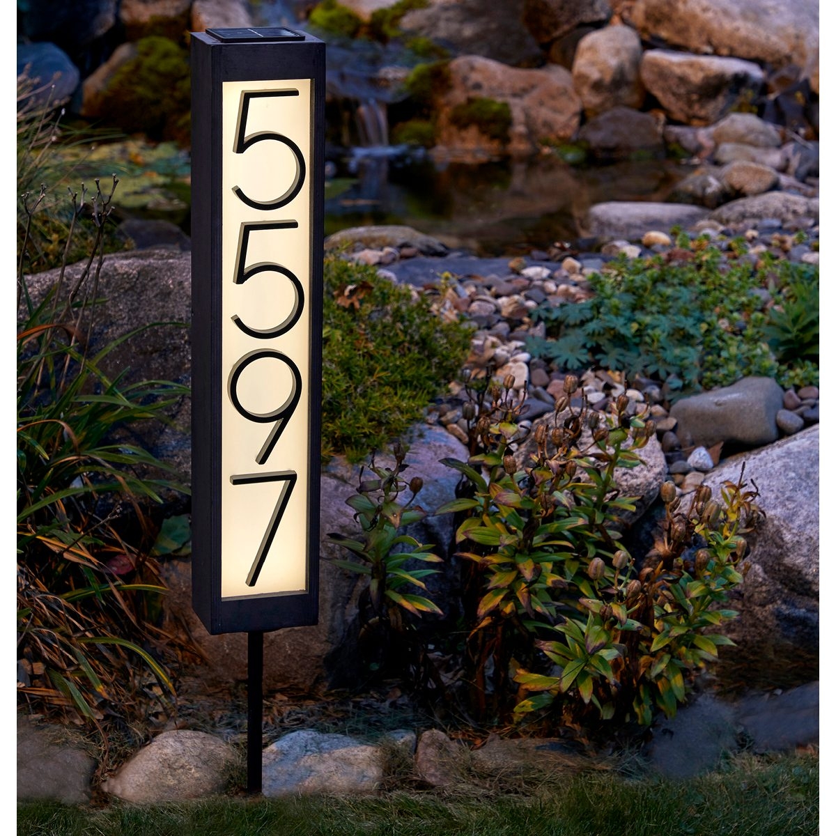 House Number Stake: Vertical Alignment Backlit Display