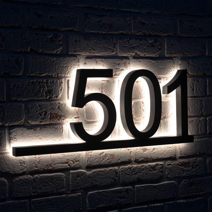 House Numbers: Horizontal Bar Backlit Matte Black Digits