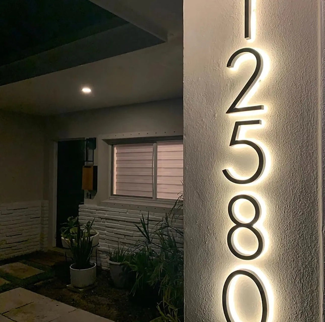 House Numbers: Vertical Stack Backlit LED Exterior Sign