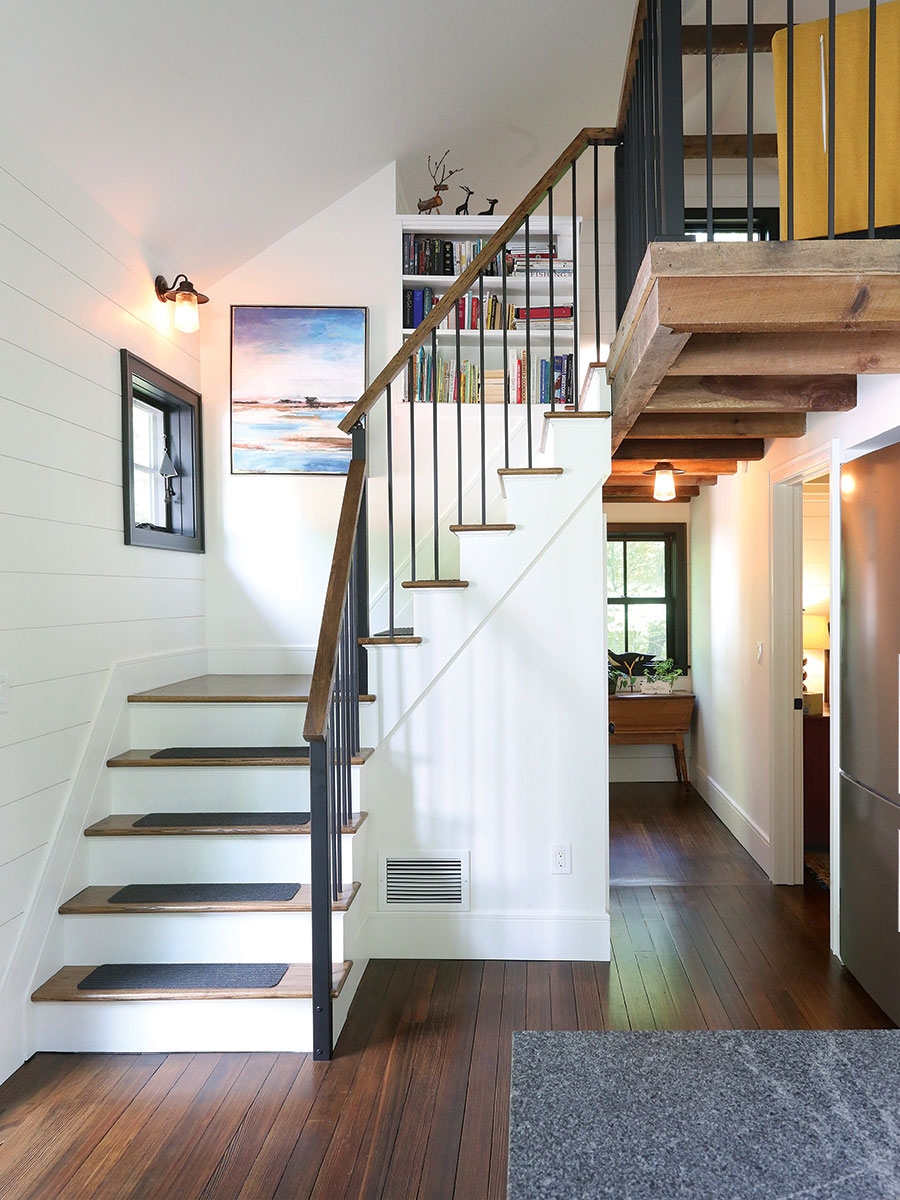Indoor Staircase built-in bookshelf for farmhouse staircase