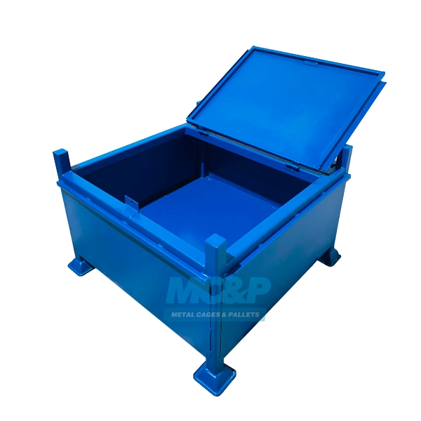 Industrial Storage Box: Royal Blue Finish with Stackable Feet