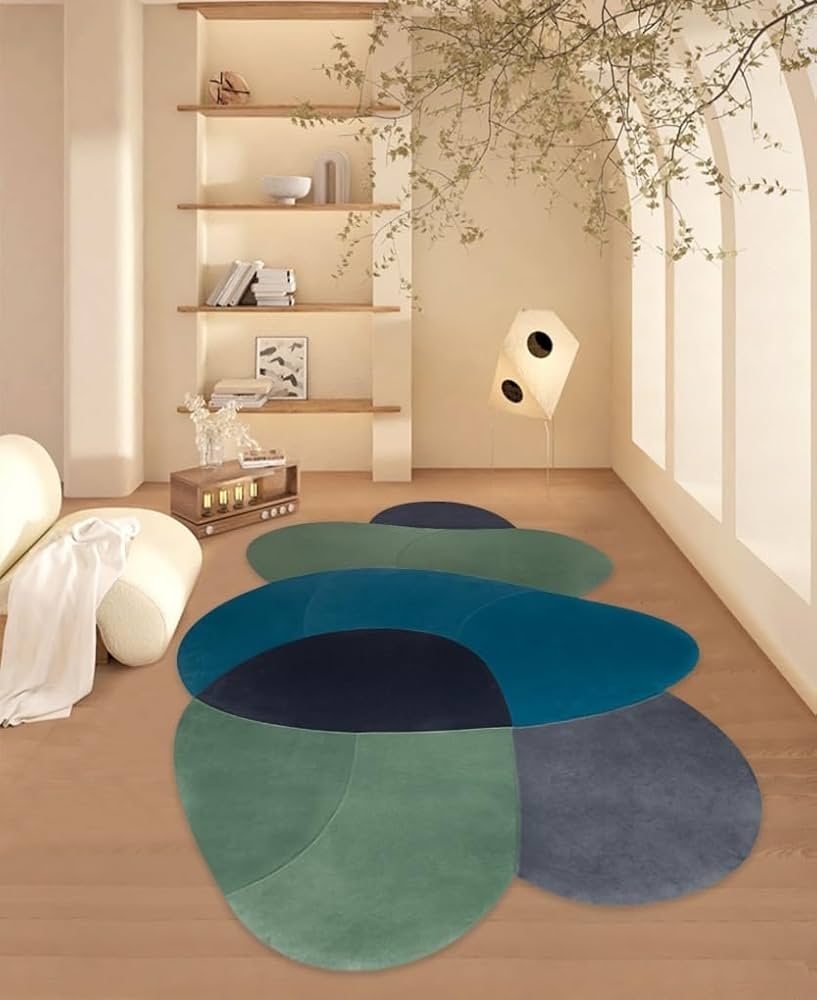 Irregular Rug: Teal Blue Modern Abstract Color Block
