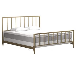 King Bed Brass Metallic with Matching Footboard & Slats