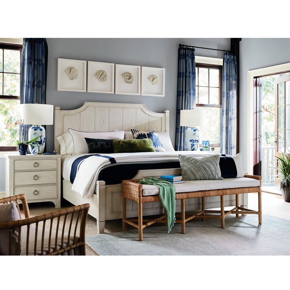 King Bed with Curved Headboard and Nautical Whitewashed Wood