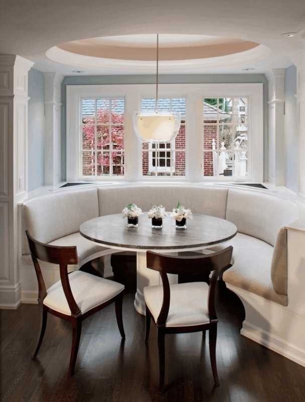 Kitchen Booth Showcasing Curved Banquette Design