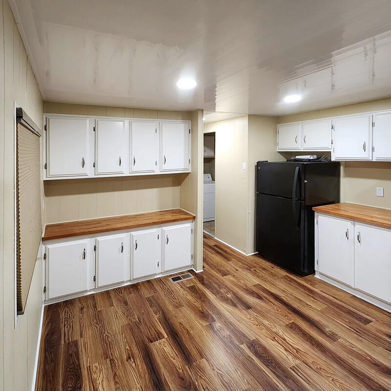 Kitchen Cabinetry with Glossy Ceiling Panels and Mobile Remodel