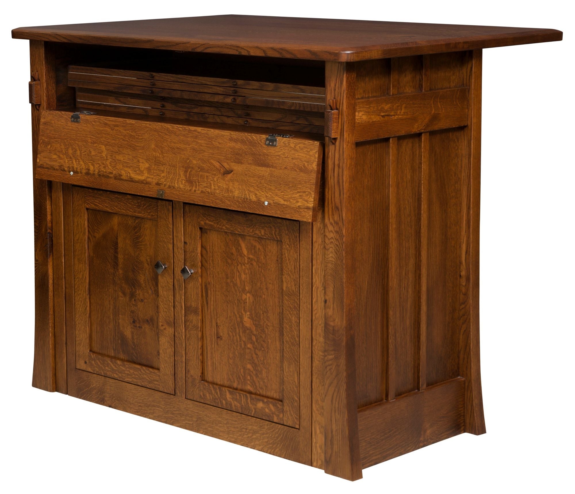 Kitchen Island: Quartersawn Mission Style Kitchen Island with Leaf