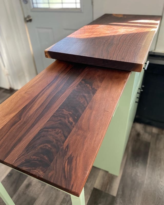 Kitchen Island Walnut Wood Tiered Walnut Extension