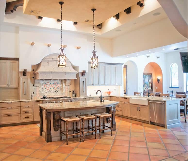 Kitchen Island Wrought Iron Pendants Spanish Kitchen Design Ideas