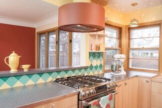 Kitchen Remodel Harlequin Tile Backsplash and Starburst Lighting