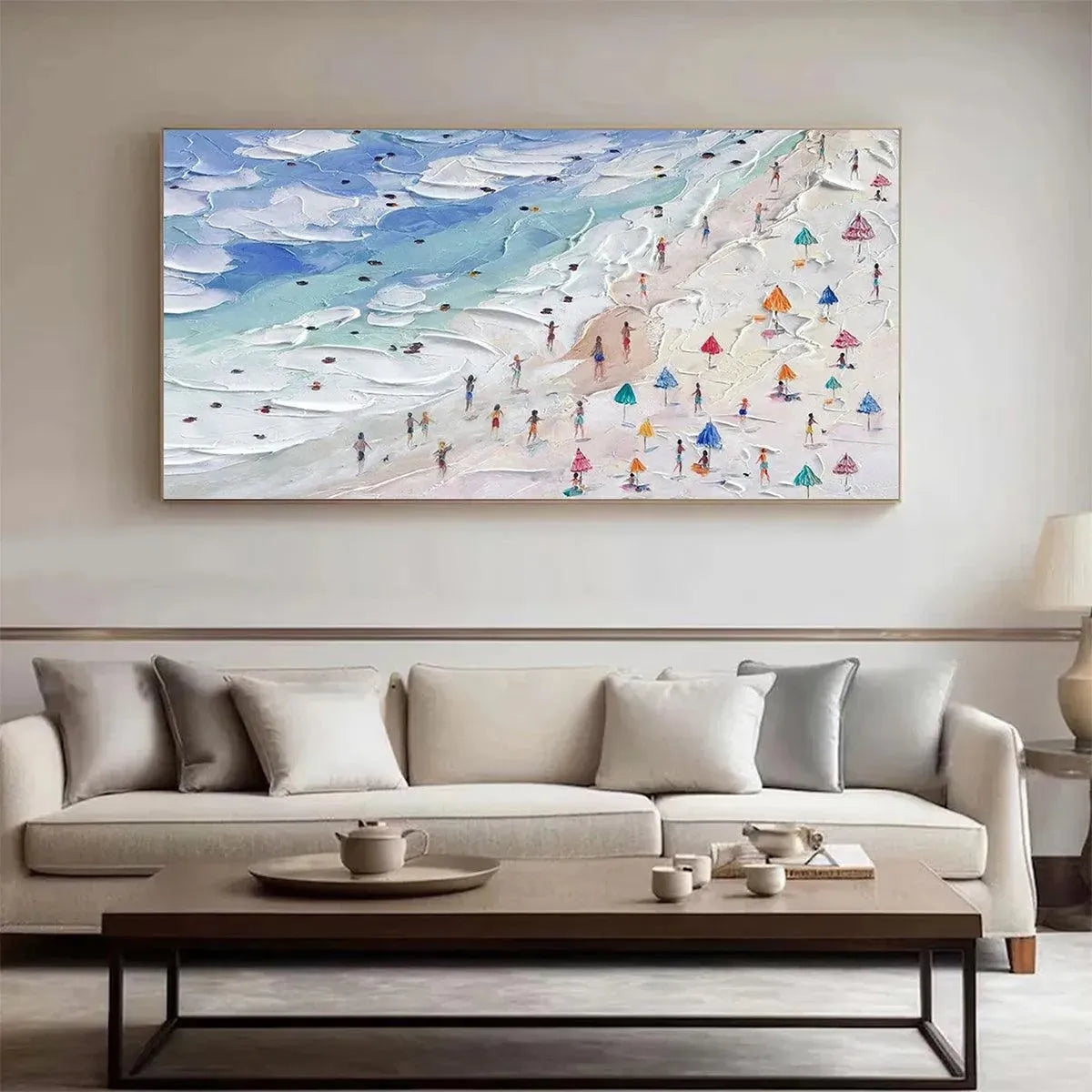 Large Horizontal Wall Art Heavy Impasto Beach Day