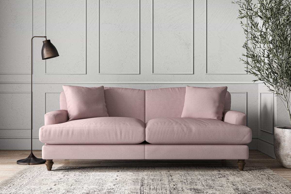 Large Sofa Lavender Recycled Cotton Turned Wooden Feet