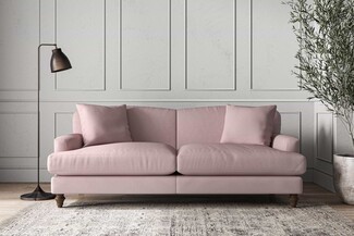 Large Sofa Lavender Recycled Cotton Turned Wooden Feet