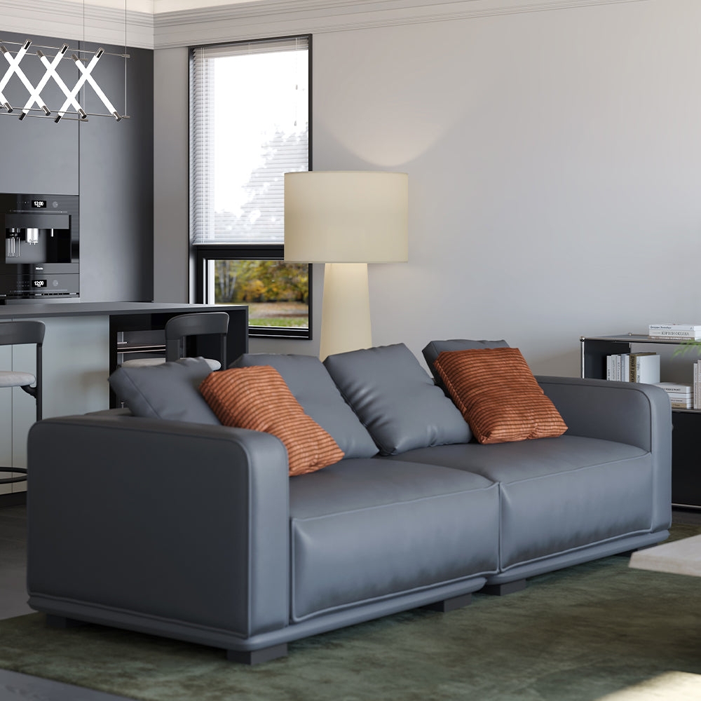 Leather Sofa with Wide Track Arms and Matte Lounge Finish