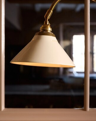 Library Lamp with Cream Enamel Shade and Vintage Industrial Task