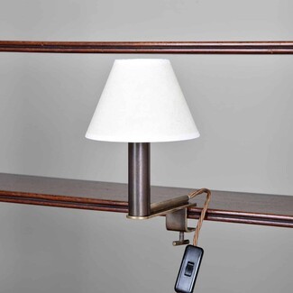 Library Light with Clamp On Base and Antique Bronze Shelf Mount