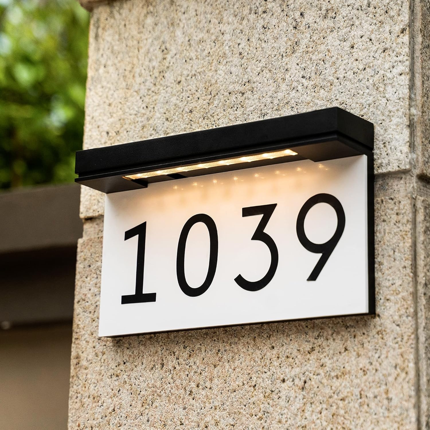 Lighted Address Sign: Bold Numerals Solar Down Lighting