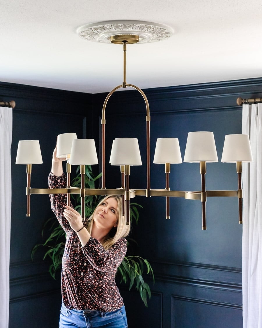 Linear Chandelier Tapered Shades And U-Shaped Arch | Linear Shaded Light