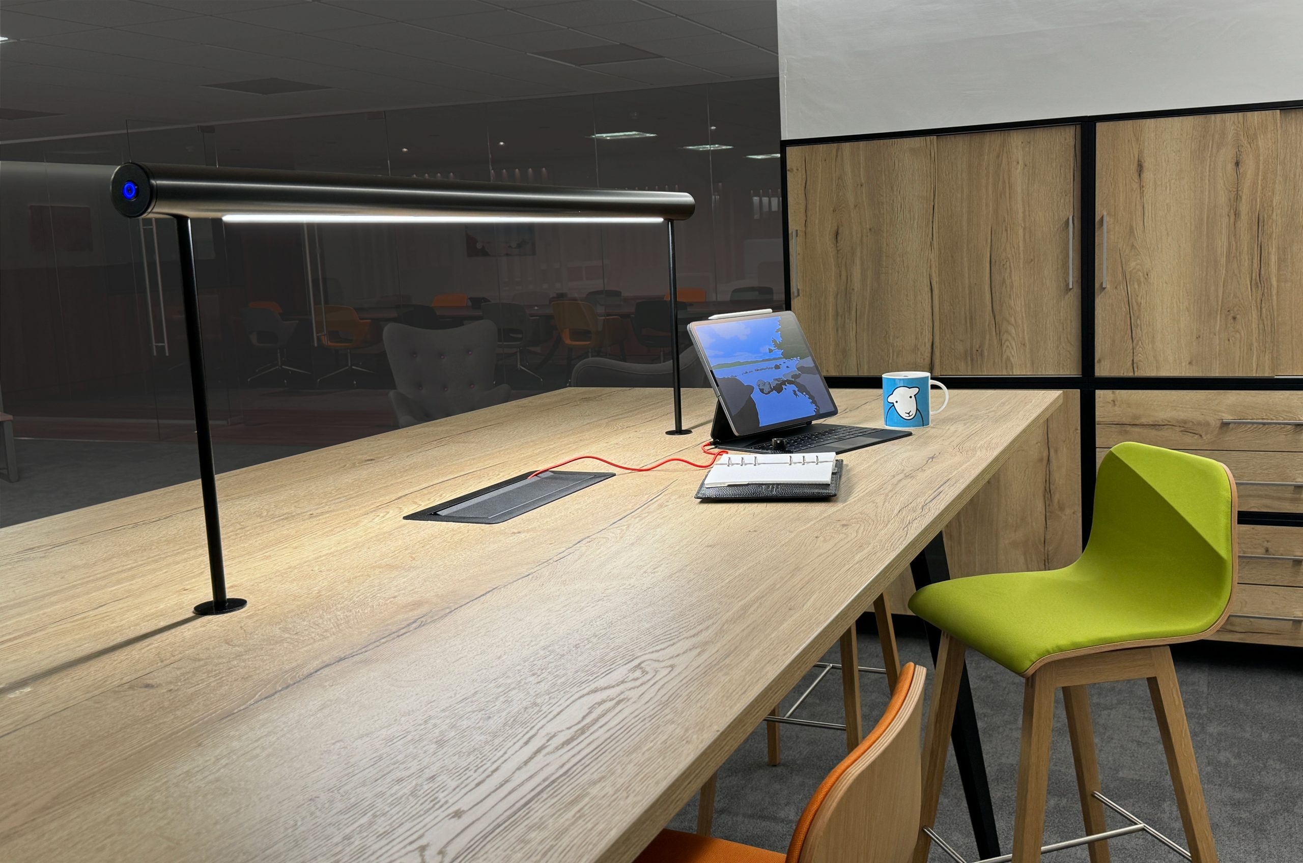 Linear Task Light with Matte Black Finish and Twin Leg Mount
