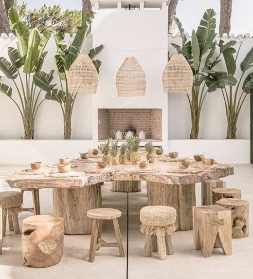 Live Edge Table with Log Base Legs for Bali Dining