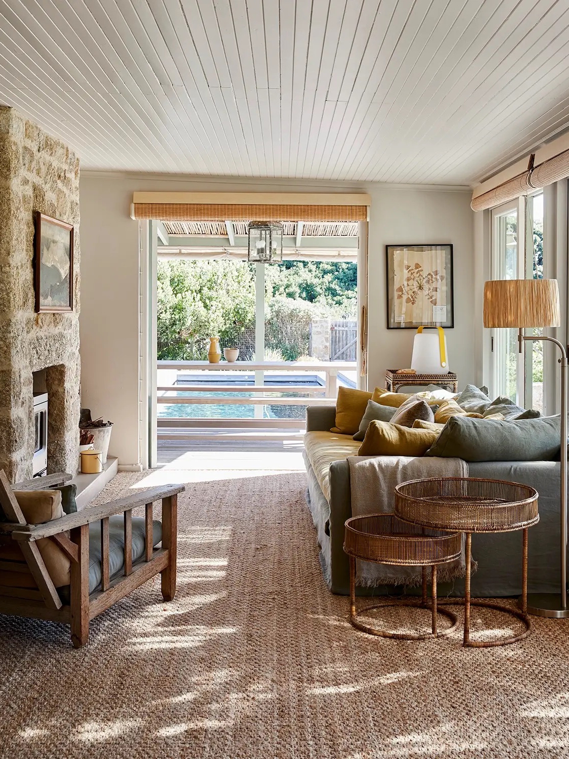 Living Room Furniture with Stone Fireplace Organic Stone Design