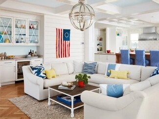 Living Room Sectional Betsy Ross Flag and shiplap wall ideas