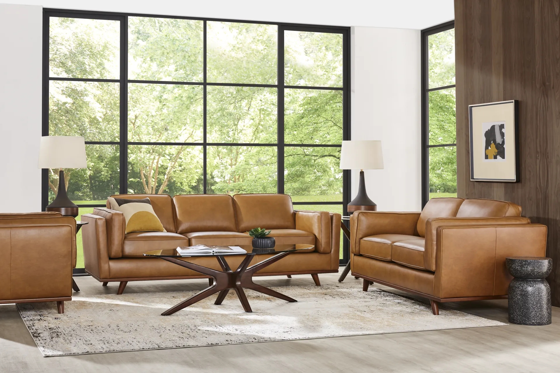 Living Room Set featuring Starburst Table Base and Grid