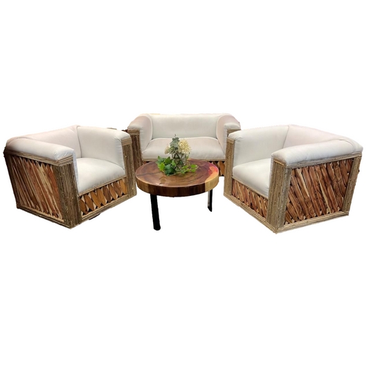Living Room Set: Mexican Artisan Furniture Set Wood Slat