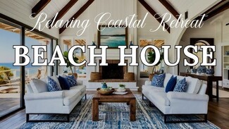 Living Room Set Ocean View with vaulted ceiling and wood beams