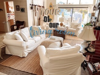 Living Room Set Slipcovered Fabric and California beach house decor