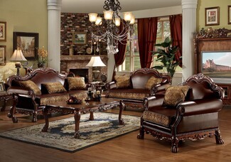 Living Room Set with Cherry Oak Carvings and Claw Foot Detail
