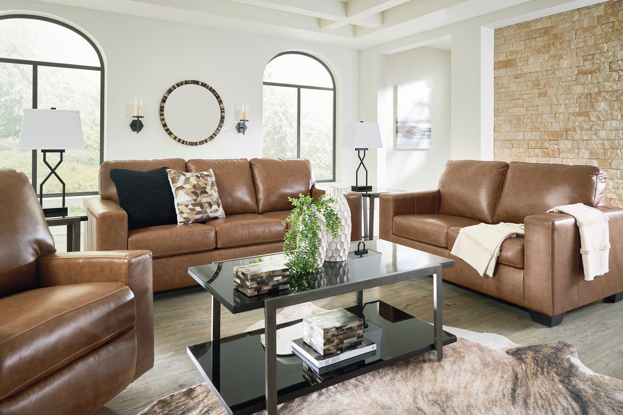 Living Room Set with Track Arms and Two-Tier Glass Table