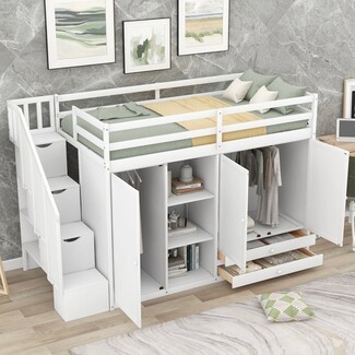 Loft Bed featuring a Multi Functional Base and Stairs