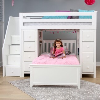 Loft Bed highlighting Perpendicular Layout and Dressers