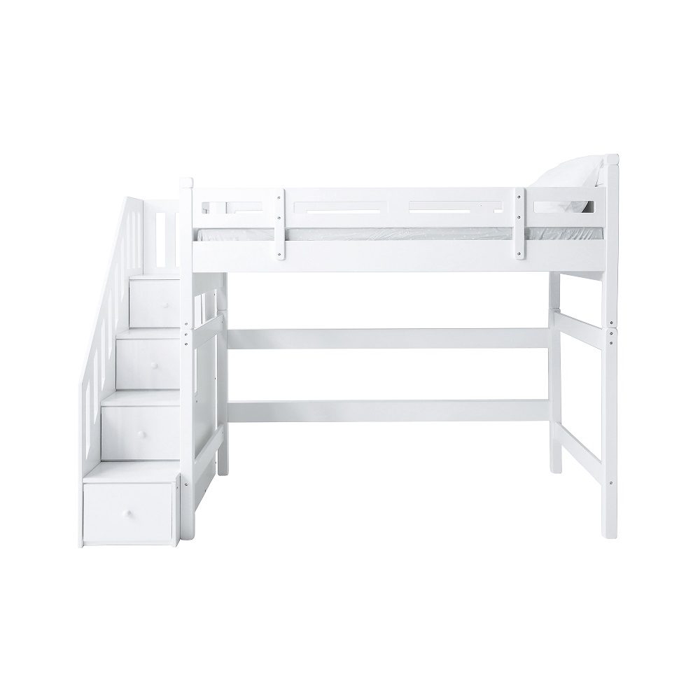 Loft Bed Open Lower Nook and Solid White Finish