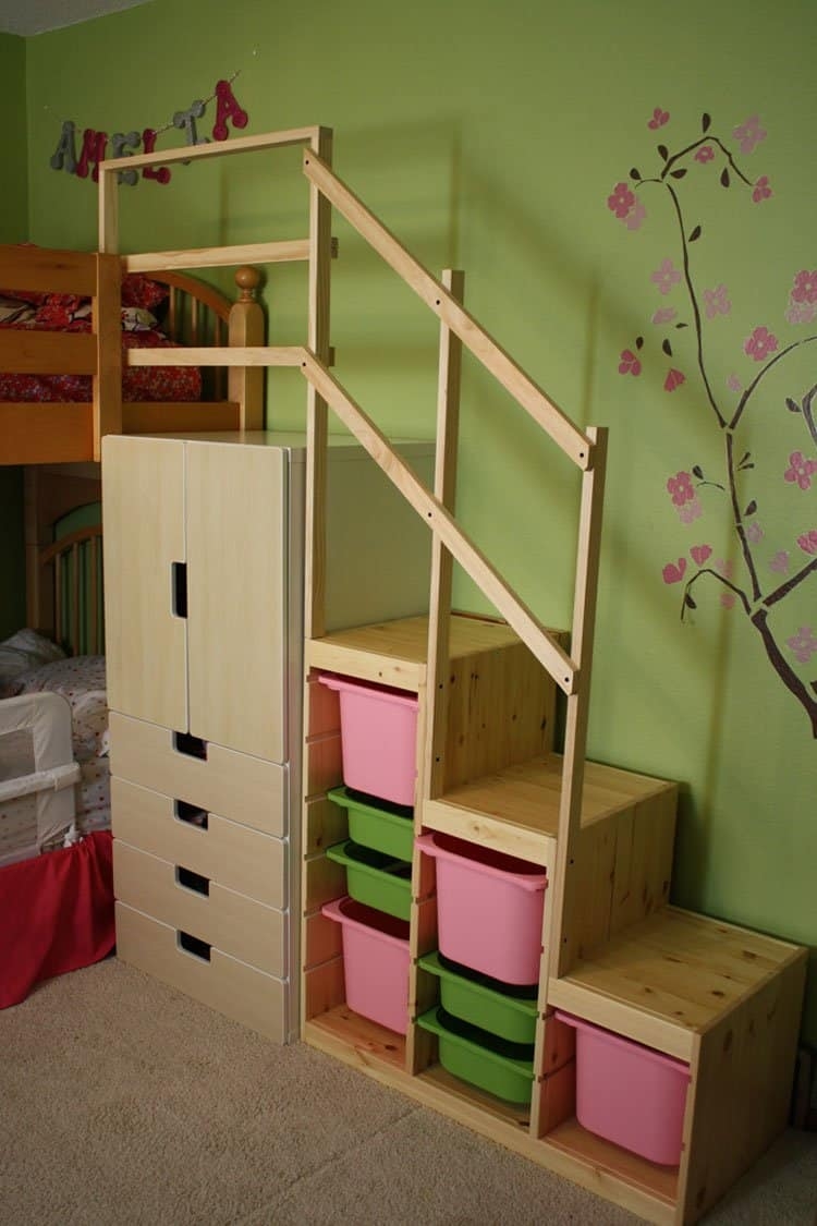 Loft Bed Stairs with Modular Bins Trofast Bed Hack
