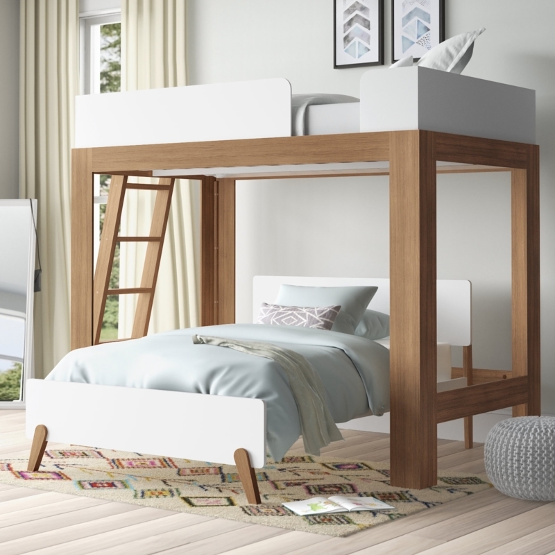 Loft Bunk Bed L-Shaped Configuration with Tapered Legs
