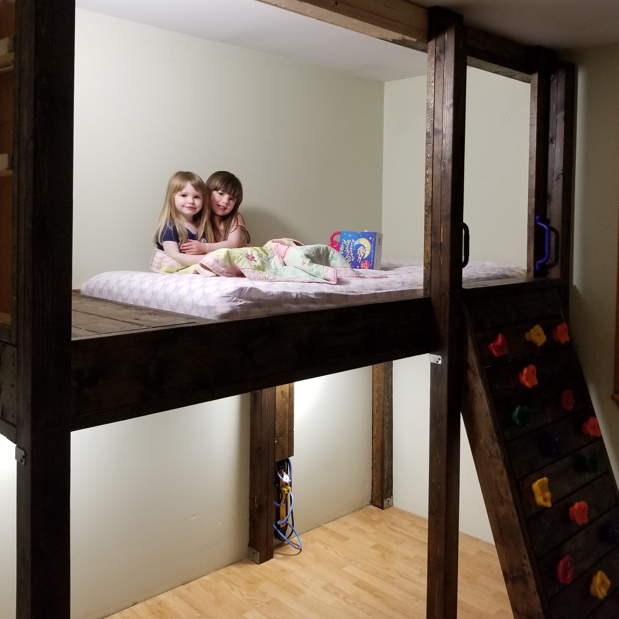 Loft Bunk Bed Rock Climbing Ladder and Timber Frame