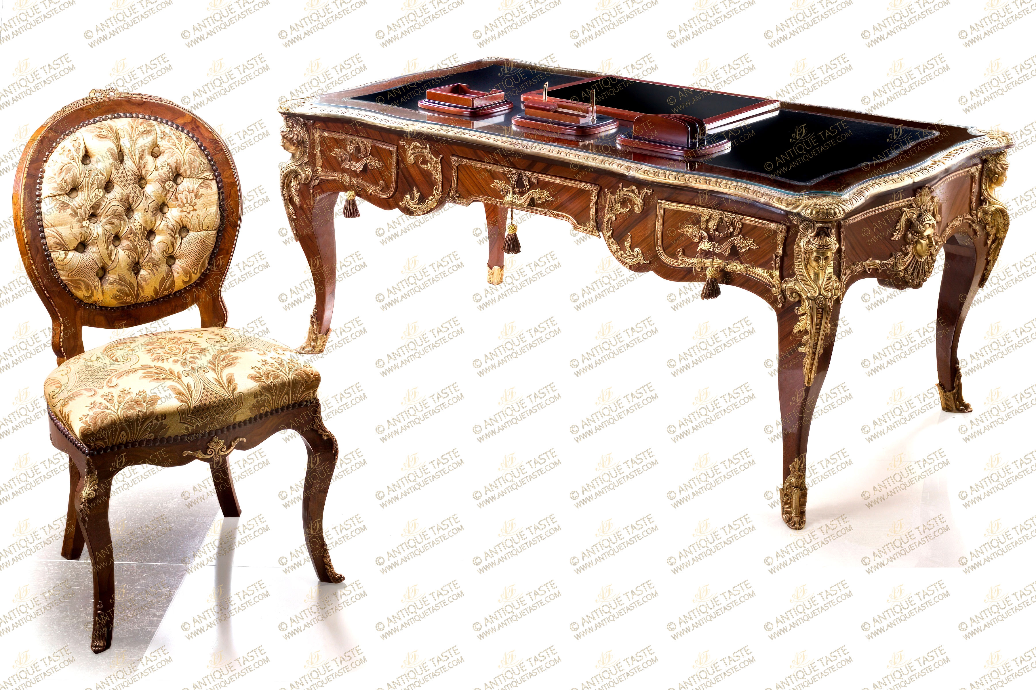 Louis XV Executive Bureau Plat with Sculptural Figures