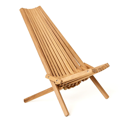 Lounge Chair: High Slatted Back Tapered Wood Design