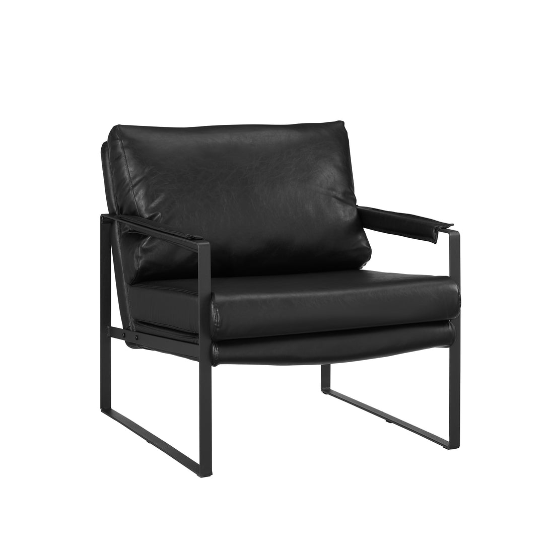 Lounge Chair Thin Square Tubing Matte Black Seating