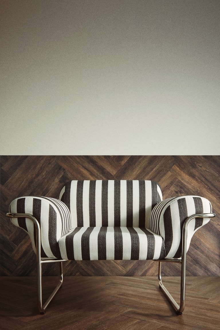 Lounge Chair Tubular Metal Frame Flared Arms Stripe